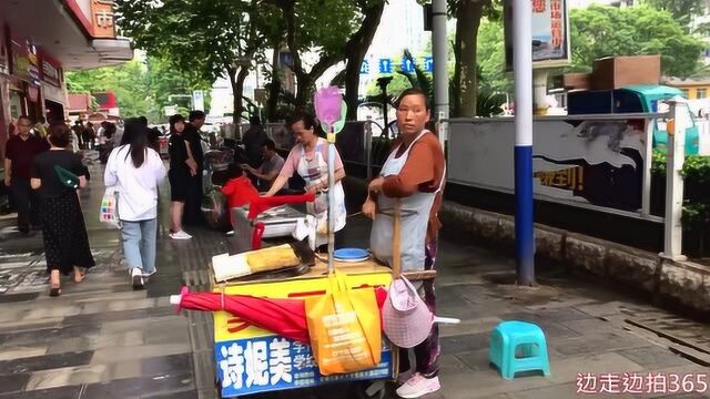 安顺市主干道旁的美食街,琳琅满目的美食,吃货来这里就走不动了