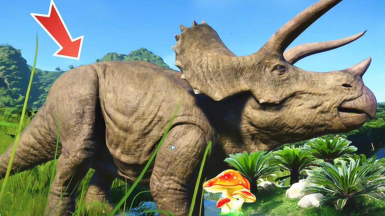 侏罗纪世界4:孵化出灭绝的三角龙,头上的角好长啊