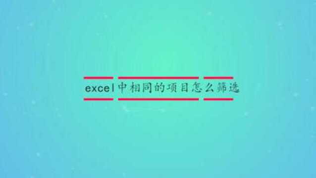 excel中相同的项目怎么筛选