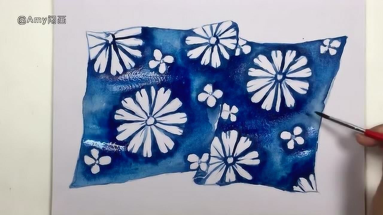 服装设计技法水彩画手绘面料之 扎染