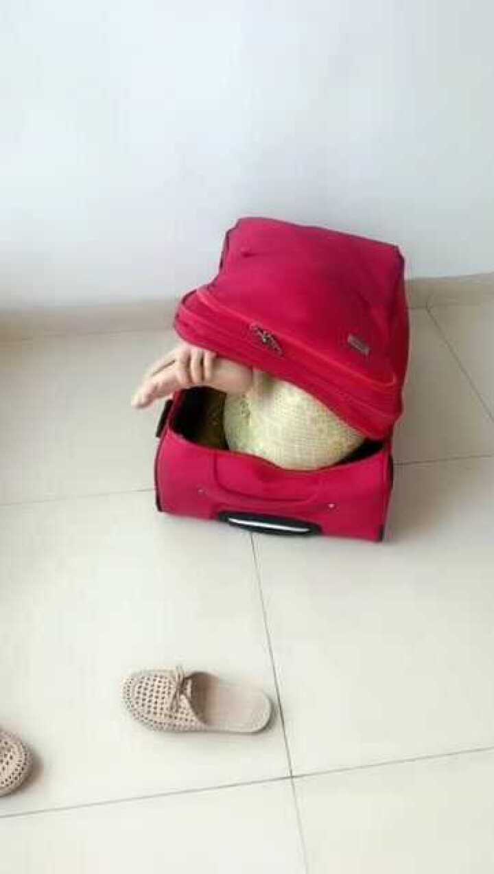 为了生活美女把自己装进行李箱里