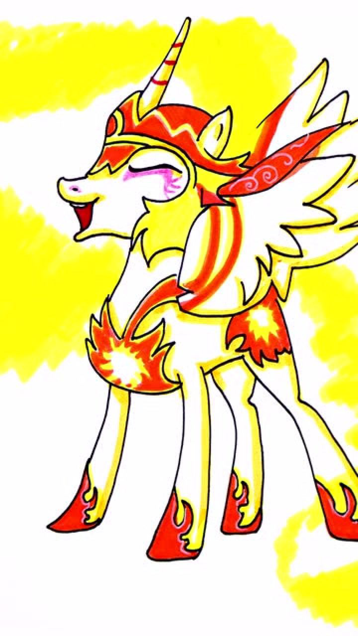 手绘漂亮的小马宝莉,宇宙公主变身破灭之阳!