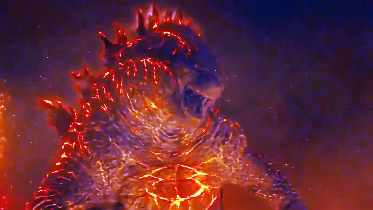 哥斯拉2城市熊熊烈火,哥斯拉霸气出现,全身火光