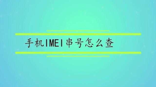 手机IMEI串号怎么查