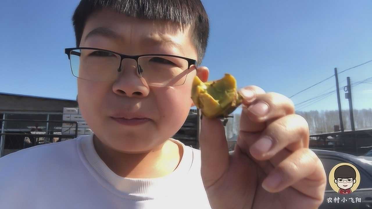 农村小飞阳:东北爷们真豪爽,自家院子生火烤蛋,全屯子人借光