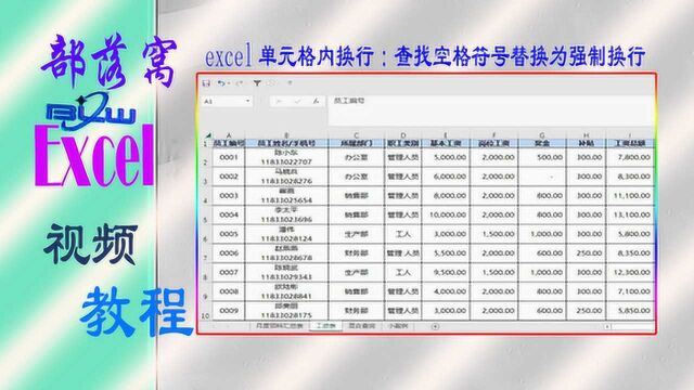 excel单元格内换行视频:查找空格符号替换为强制换行