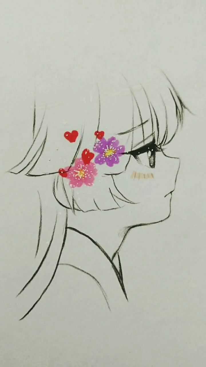 画一个简单的侧颜美女