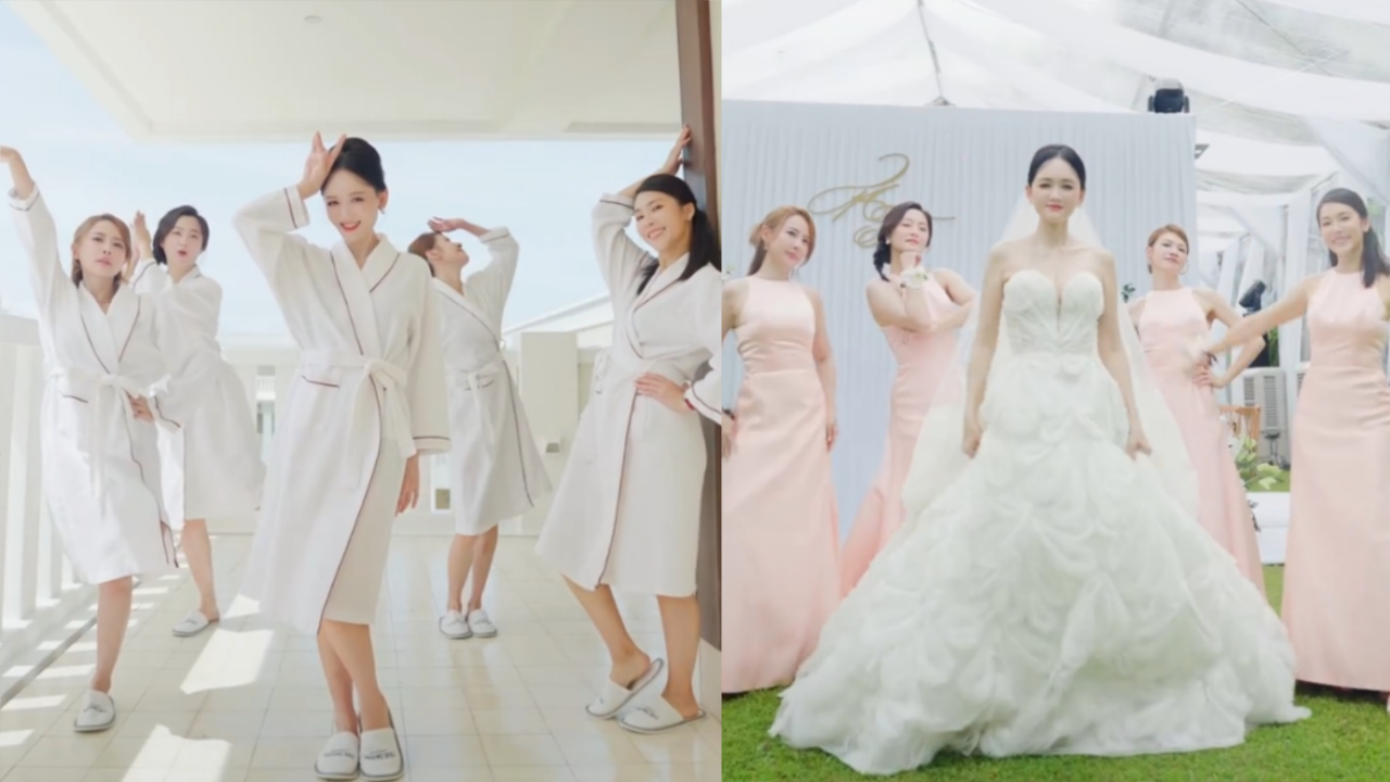 陈乔恩晒伴娘团变装视频,穿浴袍摆pose超松弛,七朵花姐妹超赞