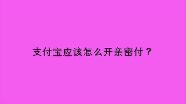 支付宝应该怎么开亲密付?