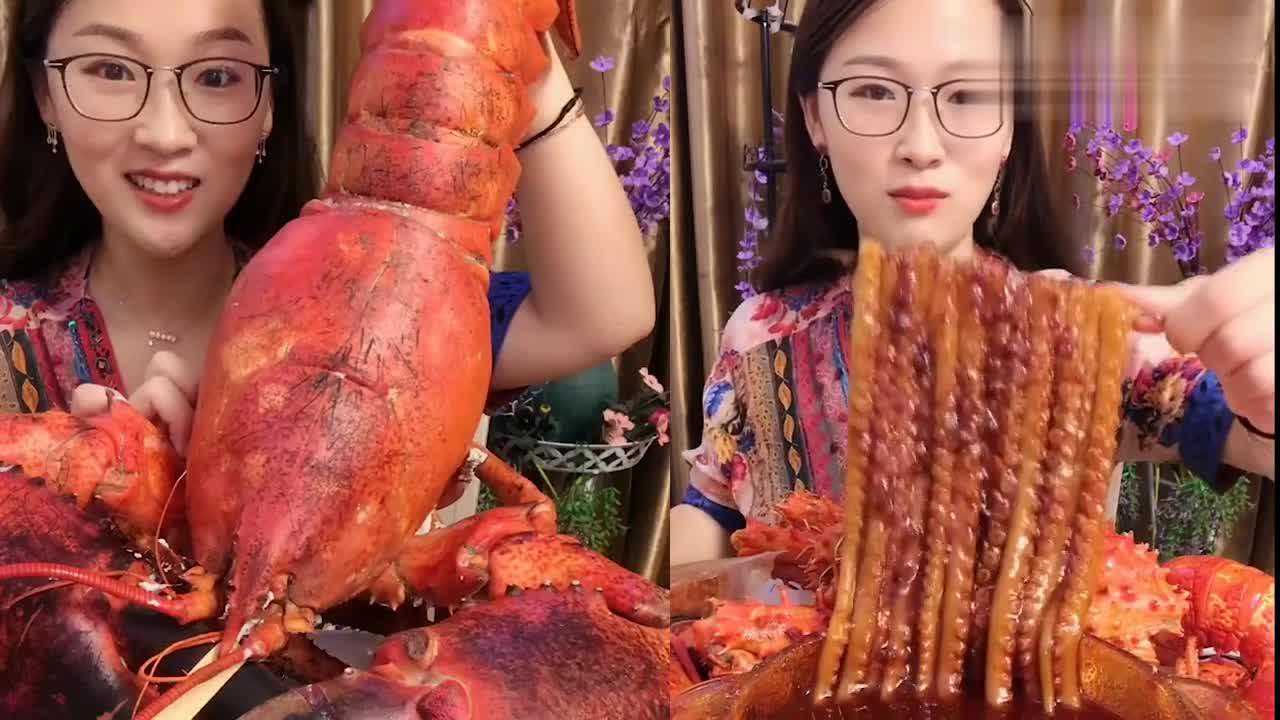 小姐姐直播吃海鲜,看着眼前的这一幕,口水都快兜不住