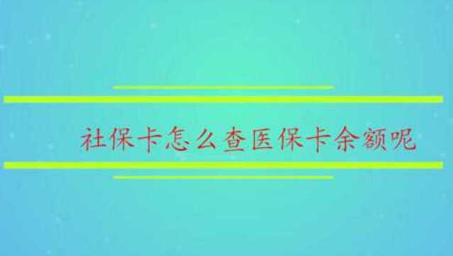 社保卡怎么查询医保卡余额呢