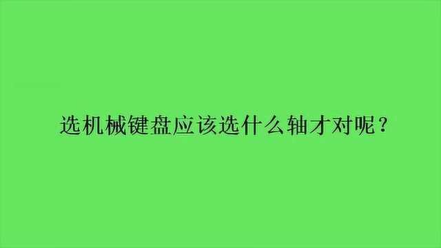 选机械键盘应该选什么轴才对呢?