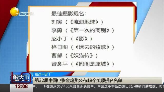 第32届中国电影金鸡奖公布19个奖项提名名单