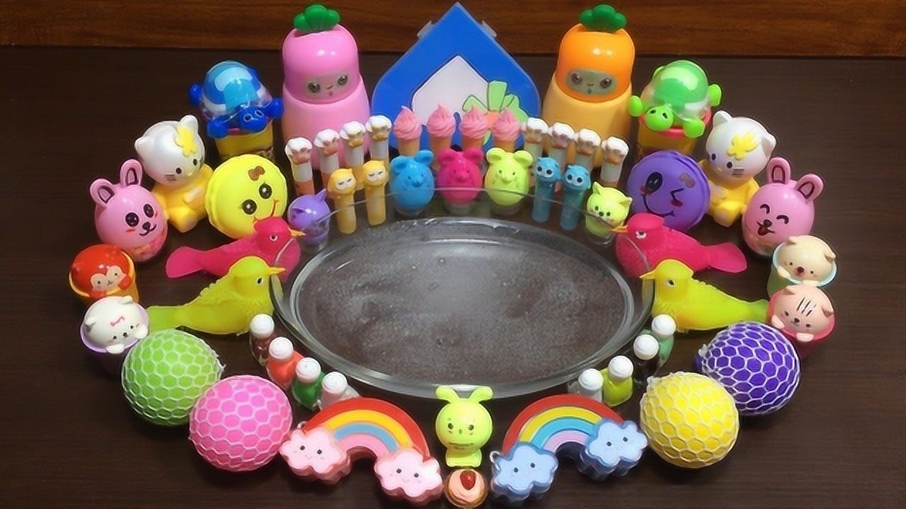 创意史莱姆教程,卡通黏土 透明水晶泥 水晶亮片,效果很解压!