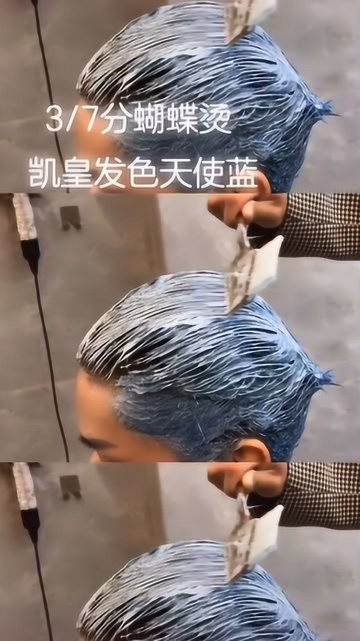 三七分蝴蝶烫,凯皇发色天使蓝,大家喜欢吗?