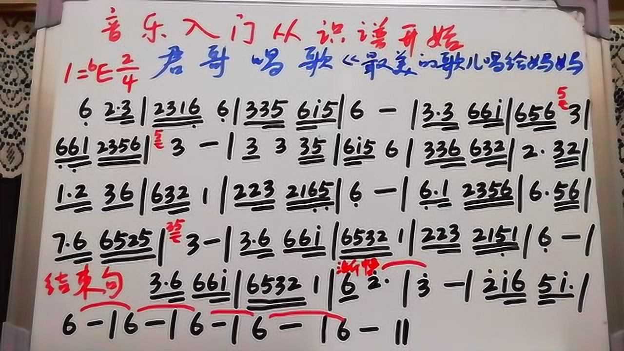 君哥带你轻松学简谱之歌曲最美的歌儿唱给妈妈跟唱几遍就会