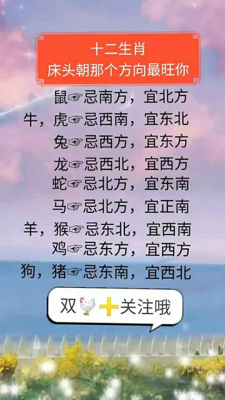 十二生肖床头朝哪个方向最旺你