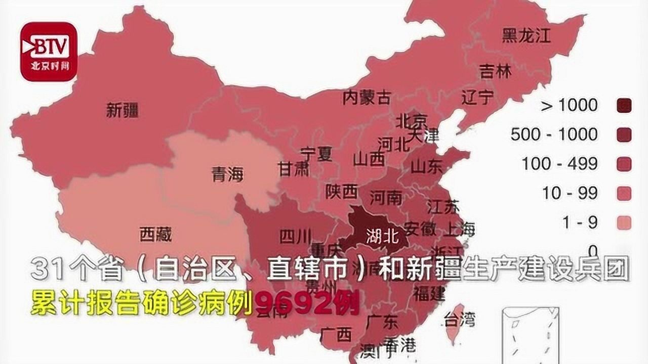 最新疫情地圖全國新型肺炎確診9720例死亡213例