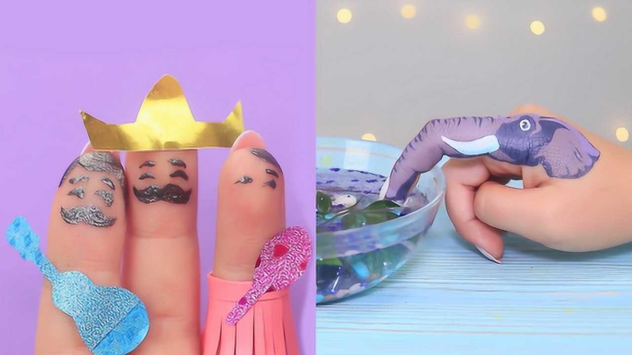 diy好玩有趣的手指画把手指头画成一头大象试试吧