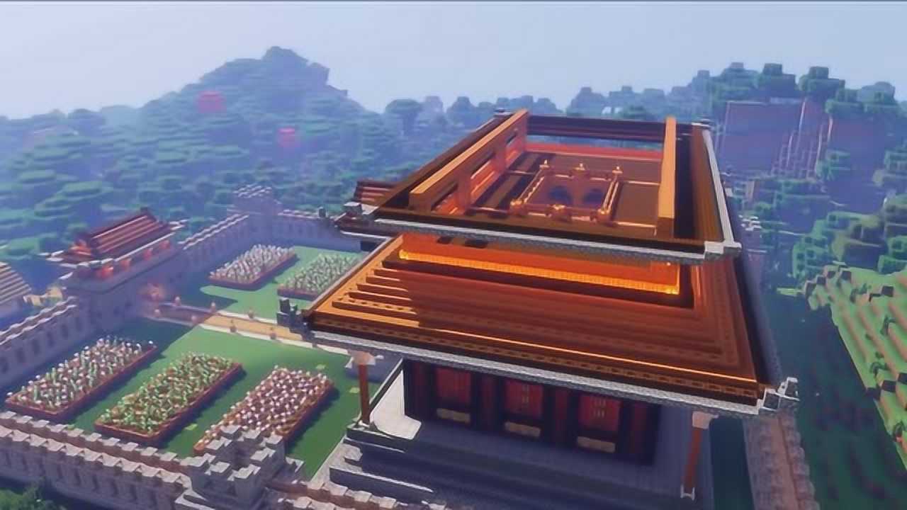 震撼:我的世界mc大佬速建中国式宫殿!迷你世界只能望而却步