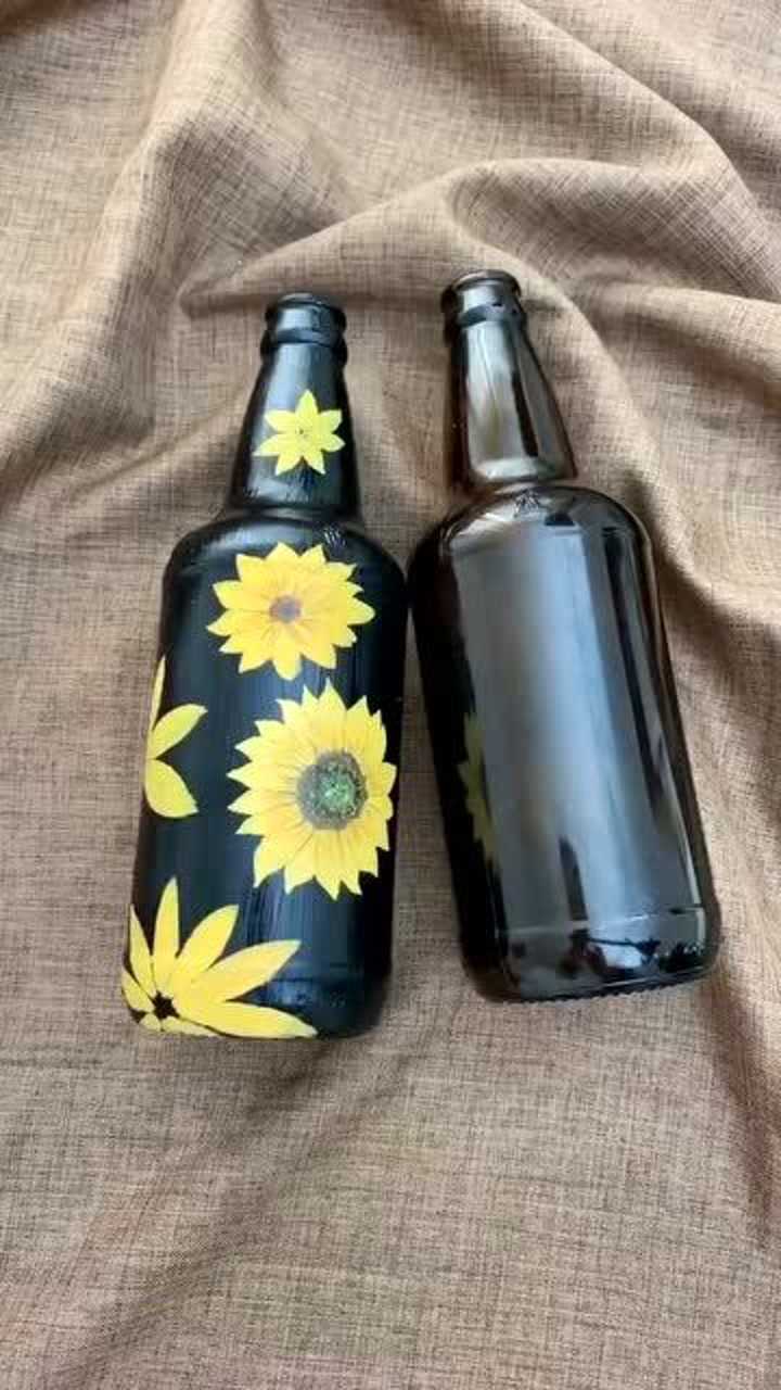 空酒瓶重新利用,做一个绝美的花瓶