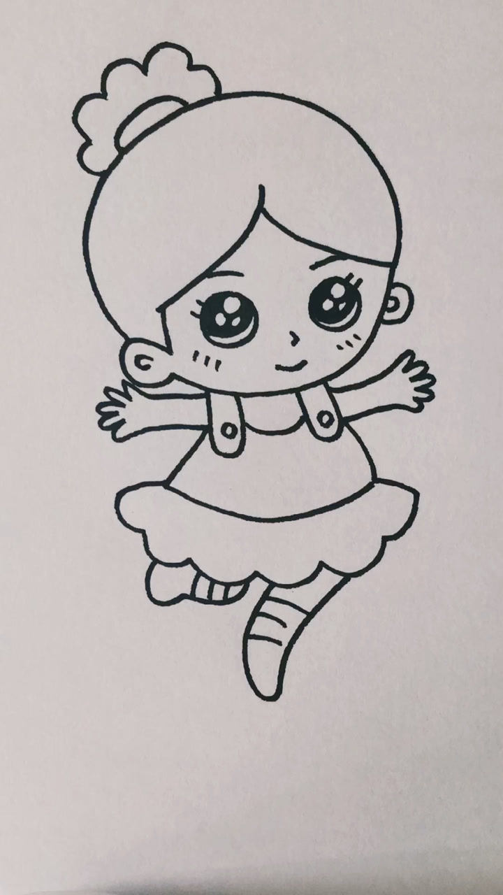 小女孩简笔画可爱幼儿图片
