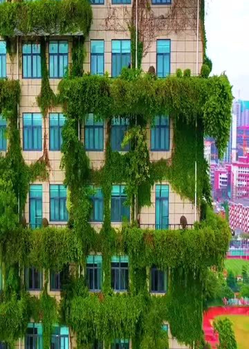 碧桂园总部,会呼吸的大楼,外墙全是绿色植物!