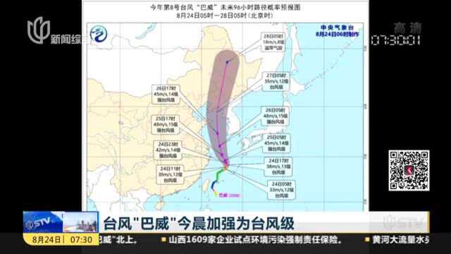 台风“巴威”今晨加强为台风级:江浙沪等沿海将出现风暴潮过程