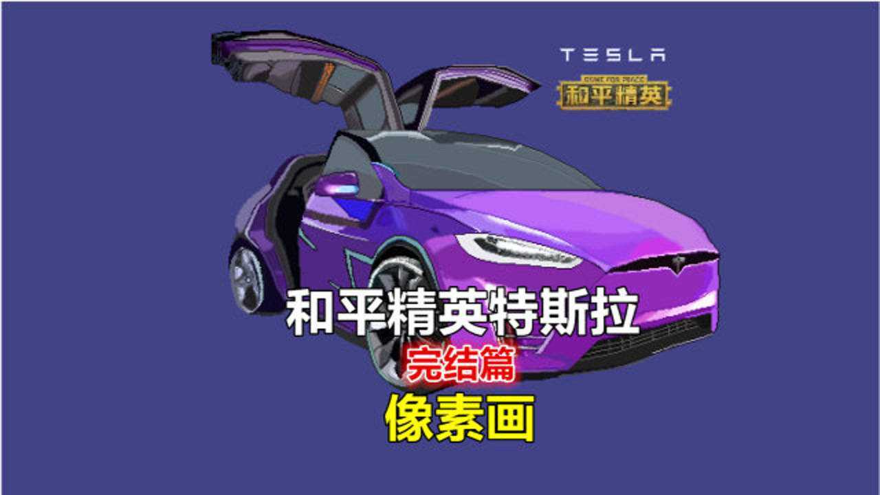 【像素画】小伙用80000多像素点画出了和平精英的豪车皮肤,特斯拉