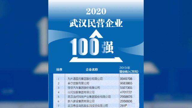 今天,武汉民企100强正式发布!快找找有没有你的东家