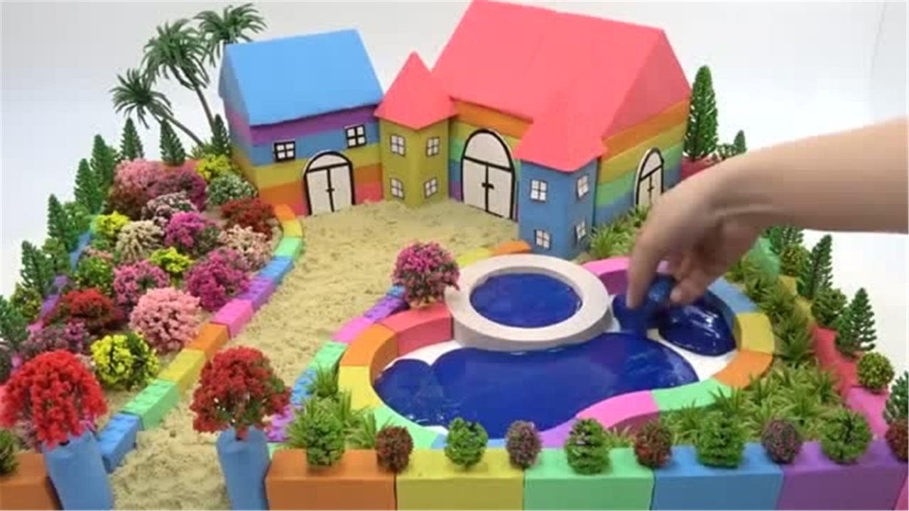 diy手工达人,教你用彩色粘土制作漂亮的花园庄园_腾讯视频