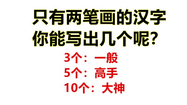 只有两笔画的汉字你能写几个?5个以上是高手,10个是大神