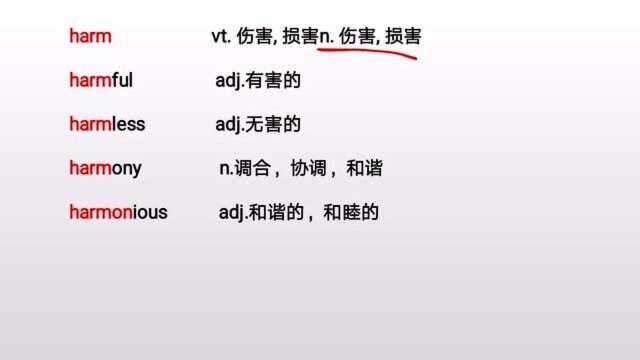 词根记单词之“harm”
