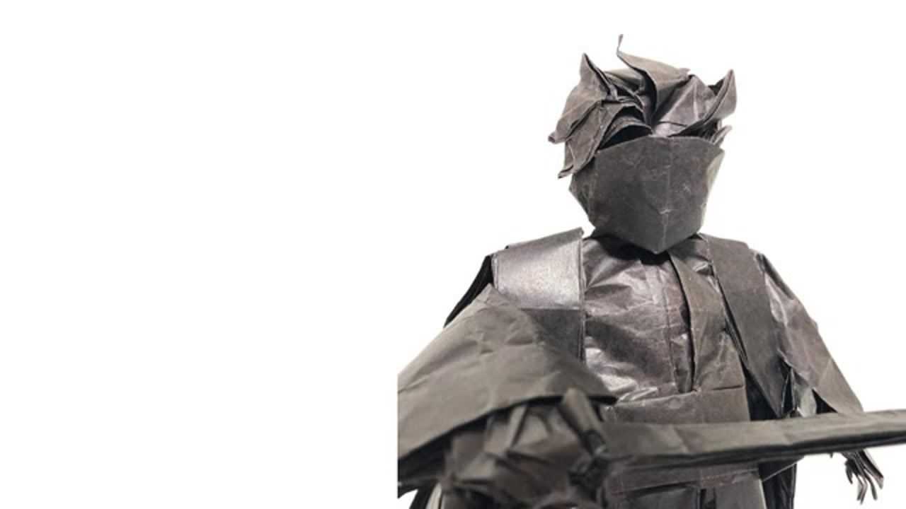 困难折纸教程,折纸武士视频教程,很帅气的武士折纸