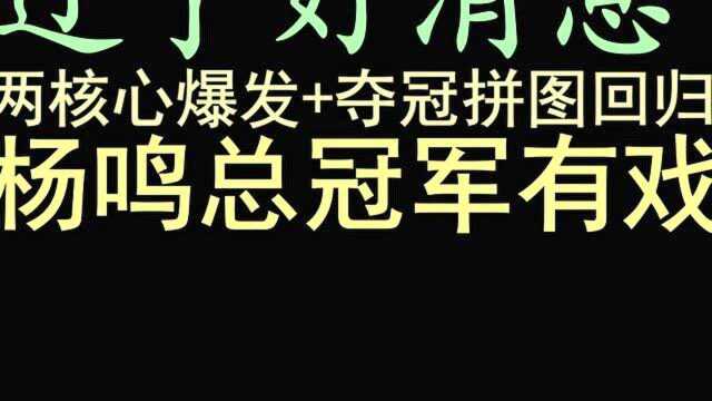 辽宁好消息!两核心爆发+夺冠拼图回归,杨鸣总冠军有戏!