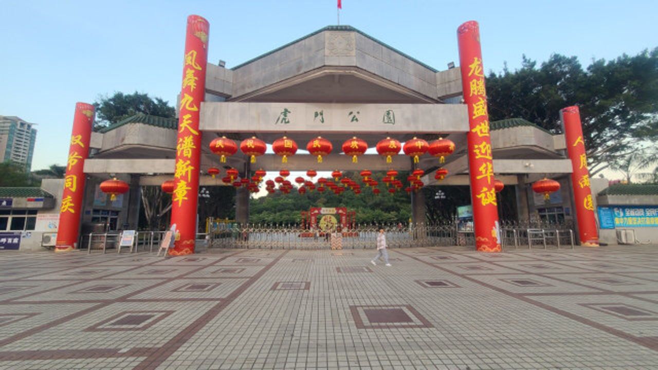 实拍东莞虎门公园,在山顶上可以俯瞰整个虎门镇夜景