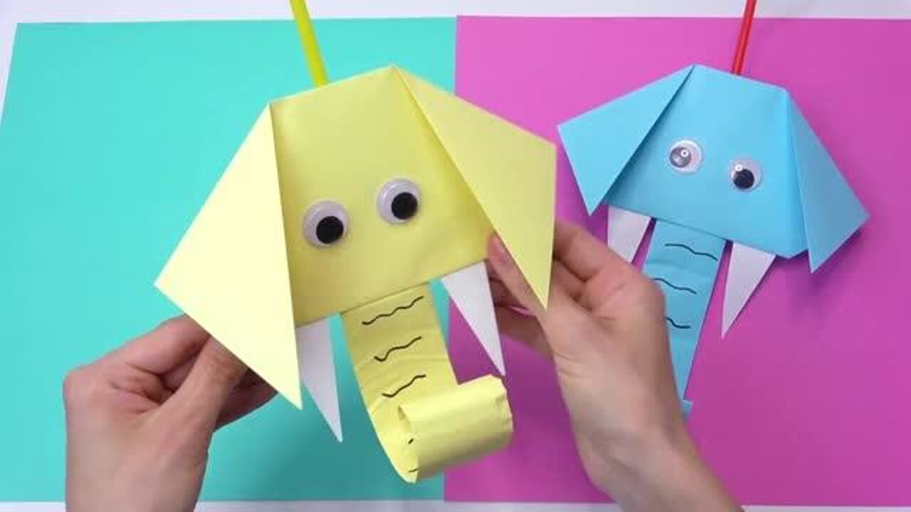 diy手工:制作彩纸迷你大象