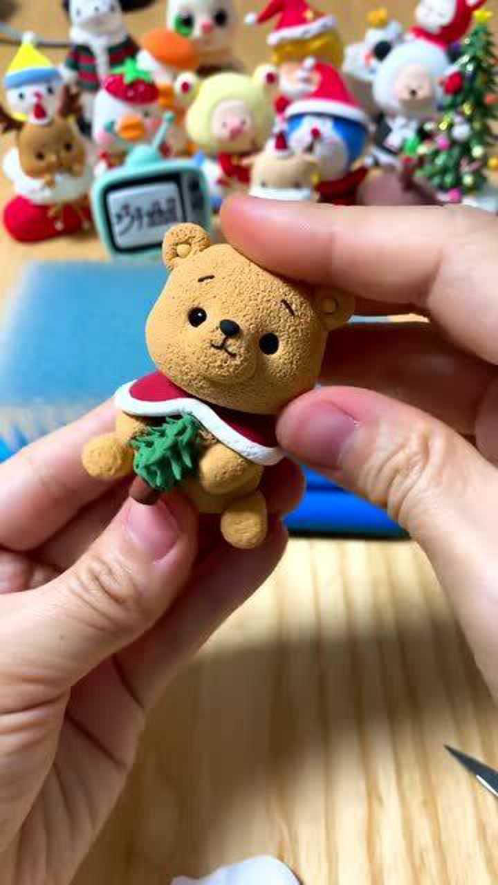 用橡皮泥捏泰迪熊萌哒哒的真是可爱