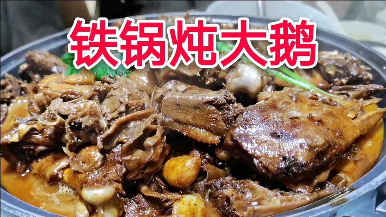 探店寻鹅记铁锅炖大鹅,一锅鹅肉200元,软嫩鲜香