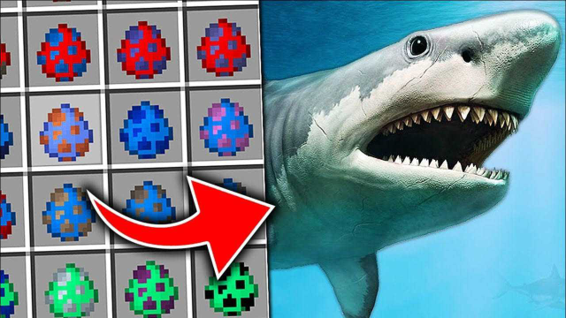 我的世界:大海出现20米巨型鲨鱼,差点被吞了?