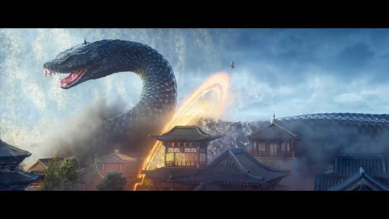 晴雅召唤四大护灵阻止祸蛇冲破结界