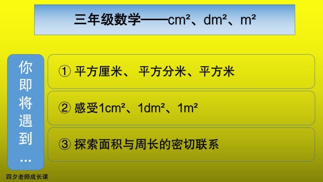 三年级数学:常用的面积单位:平方厘米、平方分米、平方米