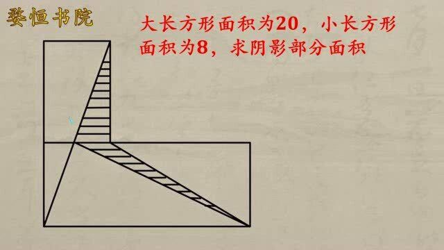 大长方形面积为20,小长方形面积为8,求阴影部分面积