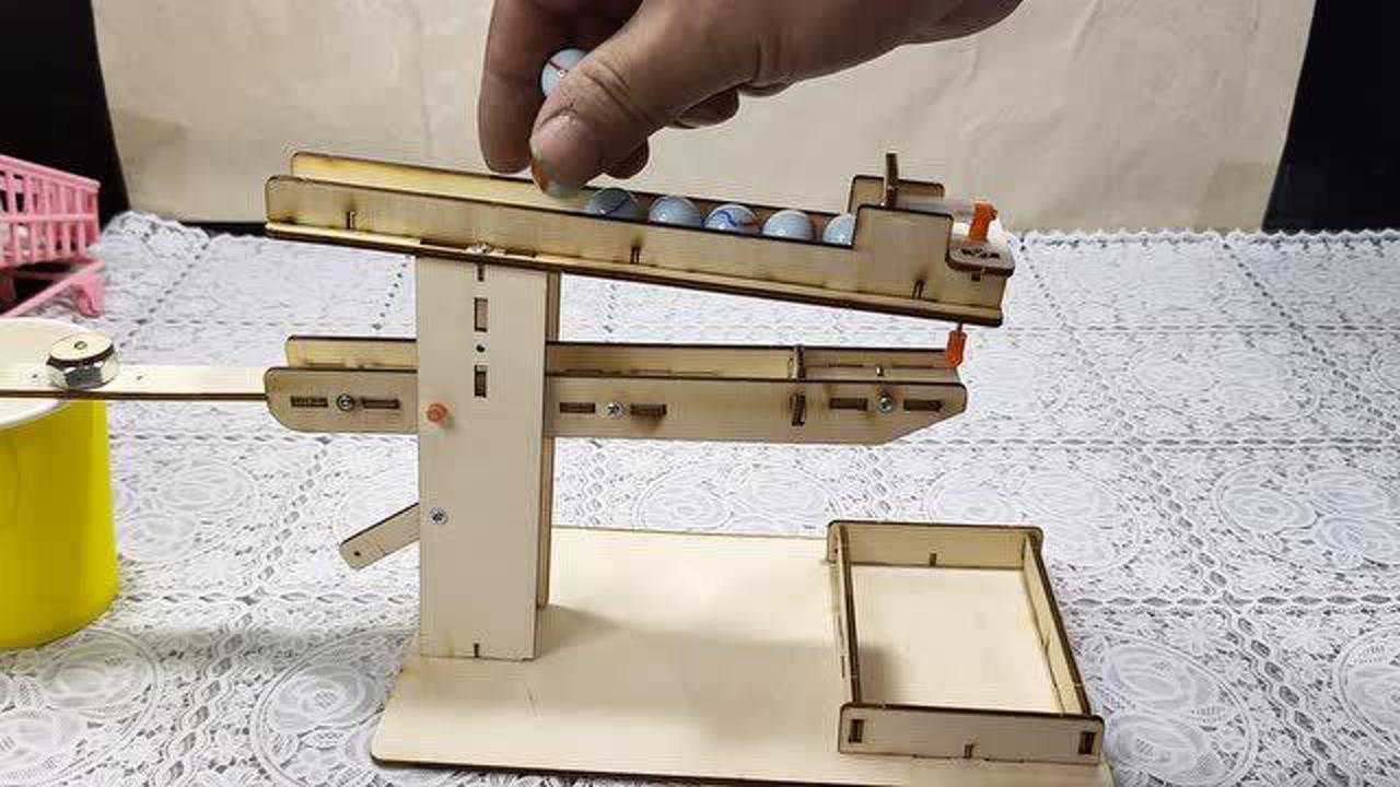 创意手工制作滑道滚珠用木头制作滑道机弹珠滚道真好玩