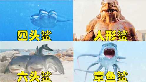 盘点影视中的变异鲨鱼，人形鲨好多肌肉，章鱼鲨大战“小飞机”