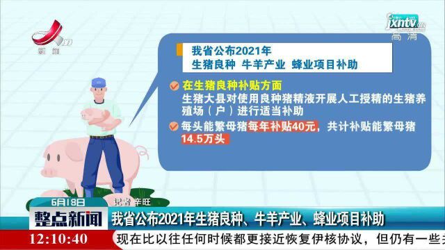 江西省公布2021年生猪良种、牛羊产业、蜂业项目补助