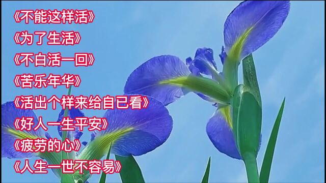 歌曲《不能这么活》《为了生活》《苦乐年华》《不能这样活》《活出个样来给自己看》《人生一世不容易》 《好人一生平安》