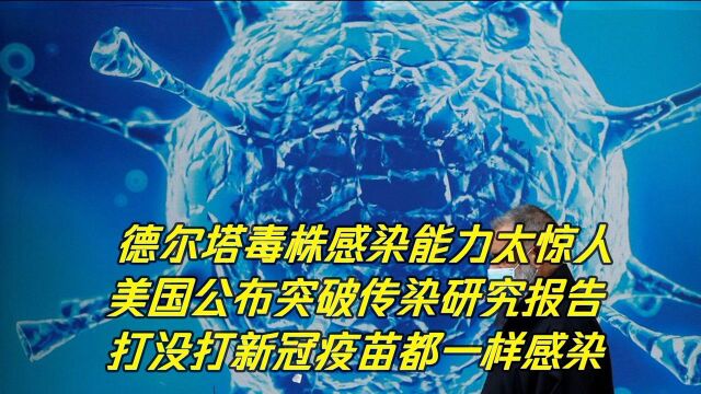 美国CDC公布“突破传染”研究报告,打没打疫苗都一样感染!