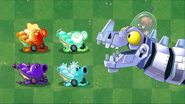 植物大战僵尸:4大属性豌豆炮vs四大boss!