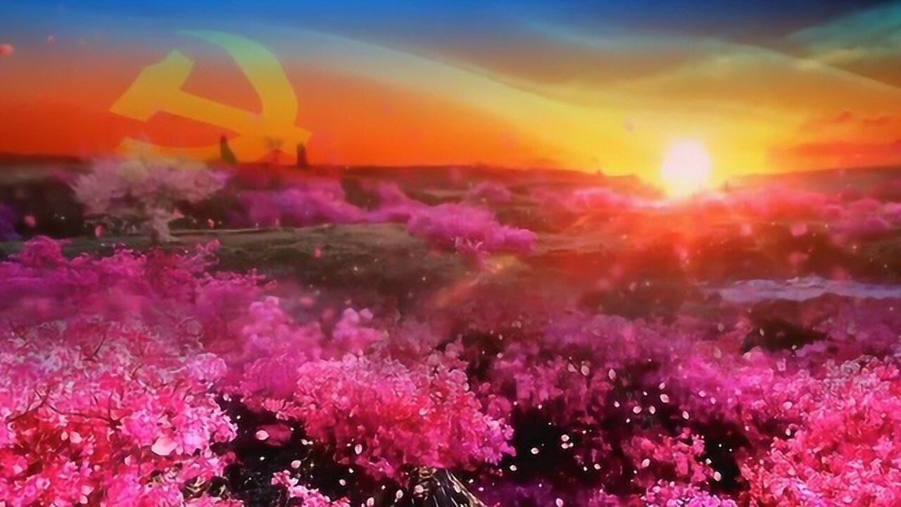 映山红 红歌主旋律 十送红军长征抗战大屏幕led舞台演出背景4k视频